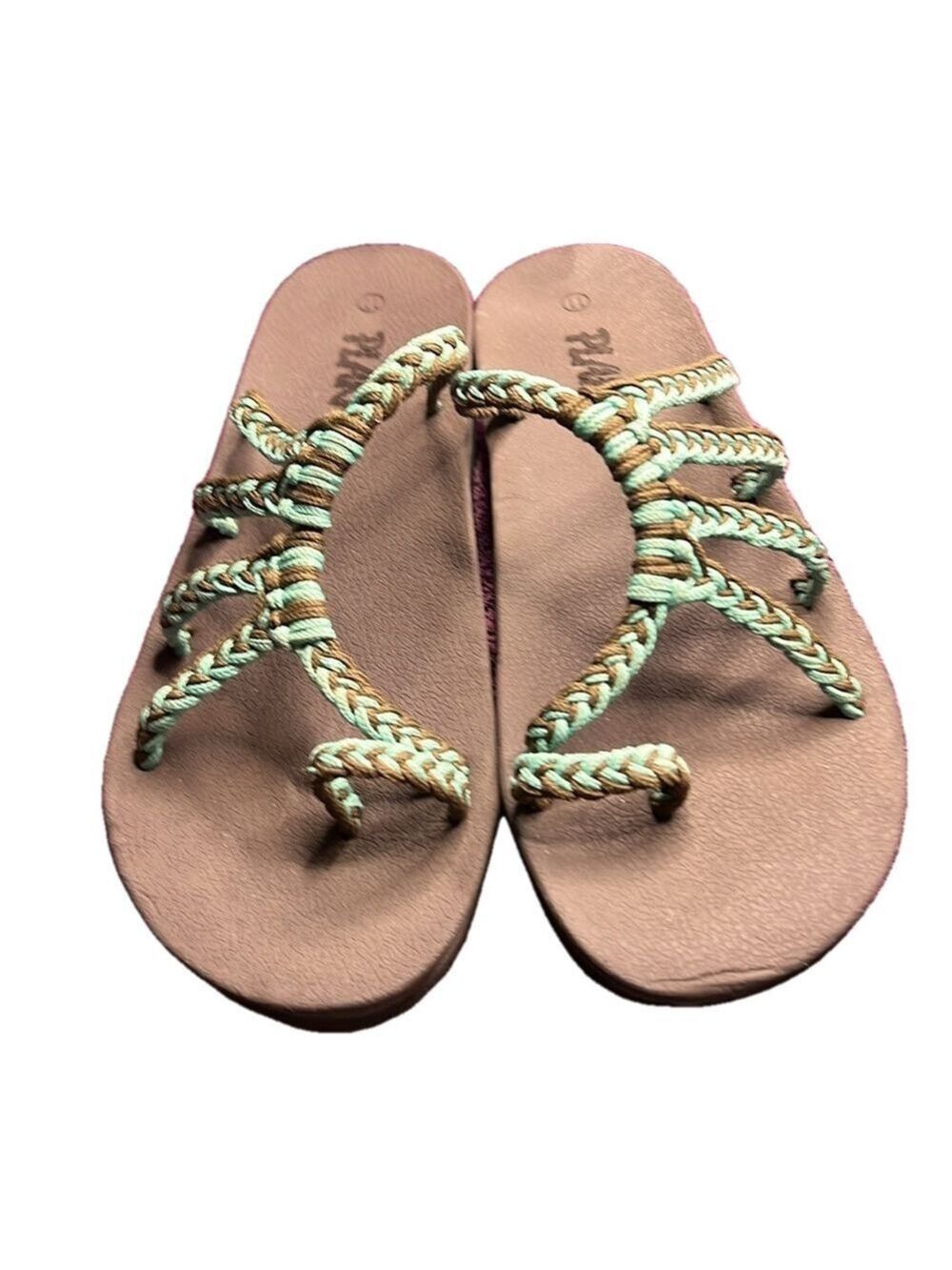 Planka Sandals, SZ 11, Turquoise/Dk Brown color, Like New (T4)